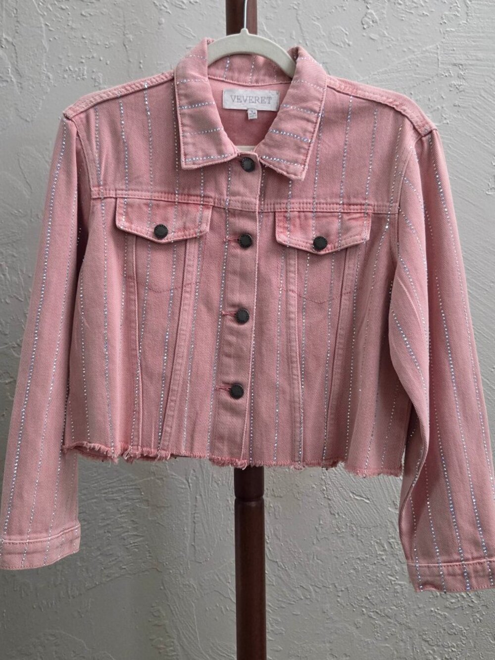 J35. Rhinestone Cropped Denim‎ Jacket